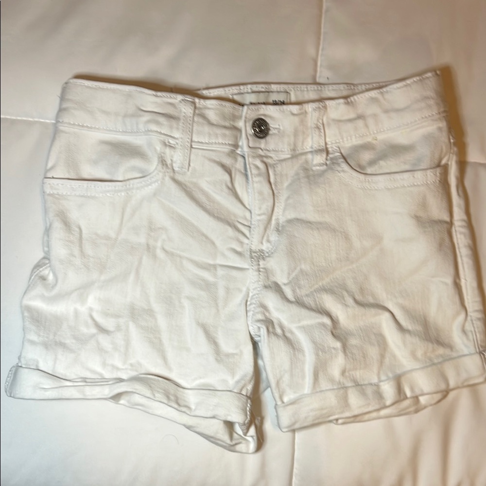 Abercrombie Kids White Denim Shorts with Cuffed Hem
